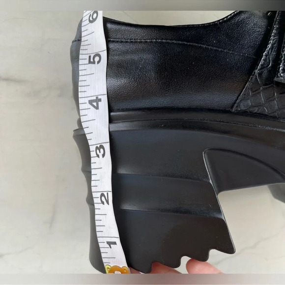 JADYROSE | BLACK MATTE LEATHER CHUNKY HEEL LOAFER SIZE 38/8 - Picture 12 of 14